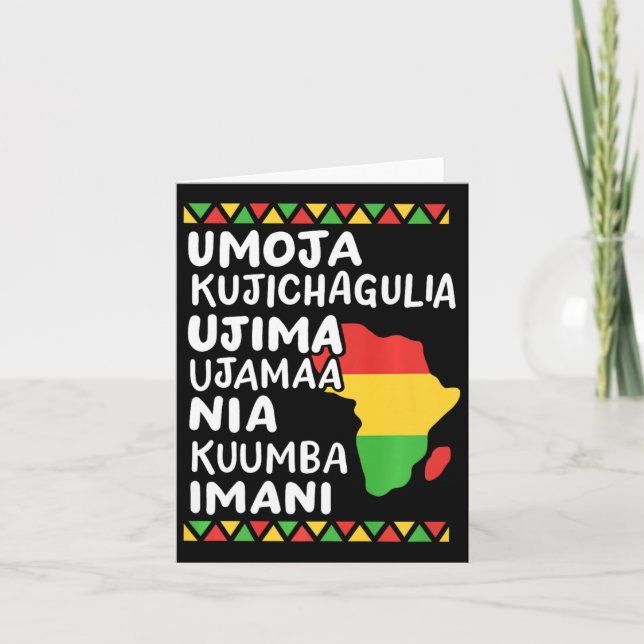 Cartão Kwanzaa Sete Princípios Mapa Africano Orgulho Negr (Frente)