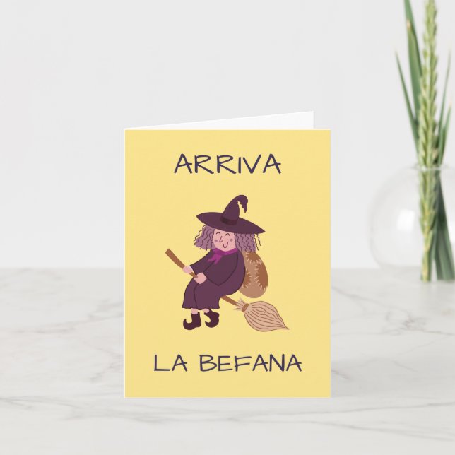Cartão La Befana (Epifania) Bruxa de Natal Italiana (Frente)