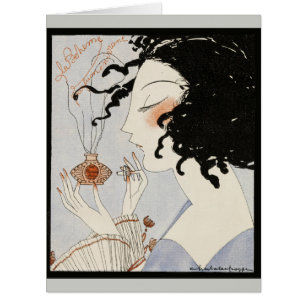 CARTÃO LA BOHEME,SENHORA COM FRASCO DE PERFUME BELEZA ART