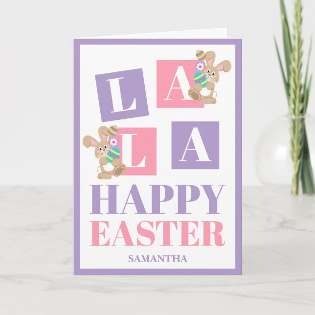 Cartão La La Easter Pastel Bunny Greeting Card (Frente)