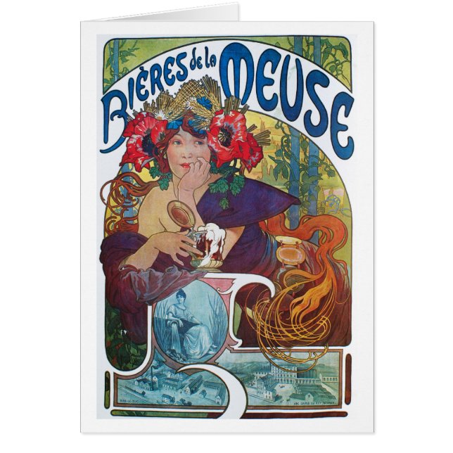 Cartão La Meuse de Bieres de, Mucha (Frente)