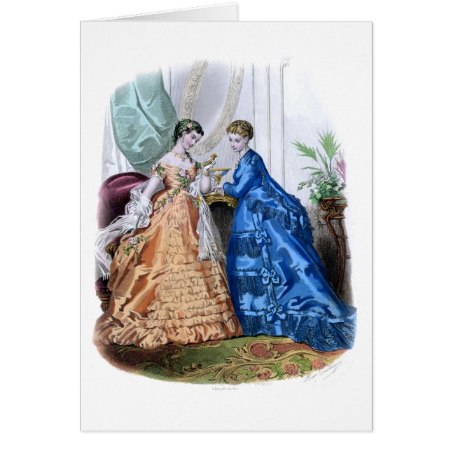 Cartão La Mode Illustree Peach e Blue Gown (Frente)