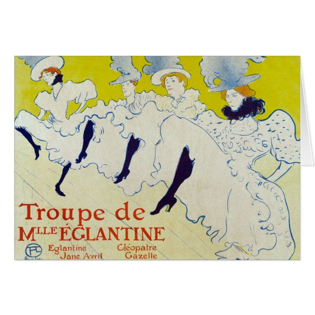 Cartão La Troupe de Mlle Eglantine por Toulouse Lautrec (Frente Horizontal)