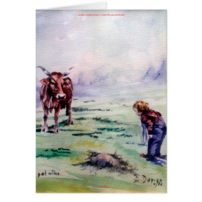 Cartão La vaca y el niño (Frente)