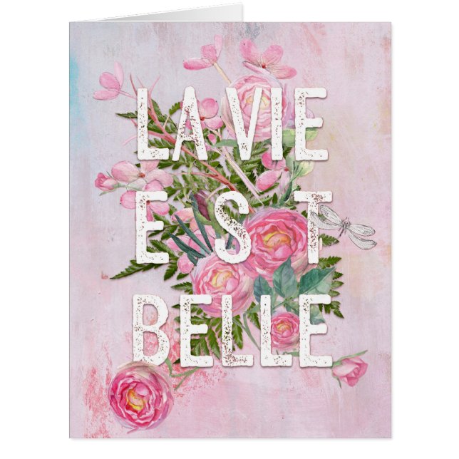 Cartão La vie est belle-Flower Floral Life Beaulinda (Frente)