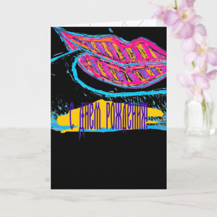 Cartão Lábios cor-de-rosa e um balão ou língua de pala