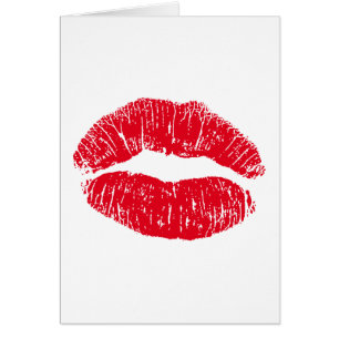 Cartão Lábios de beijo do vermelho de Kissy