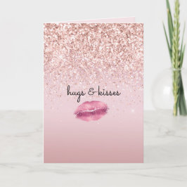 Cartão Lábios de Beijo Rosa-Glam Escamoteados