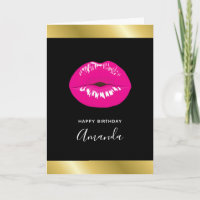 Lábios Rosa Quente Aniversário de Garota Glamouros