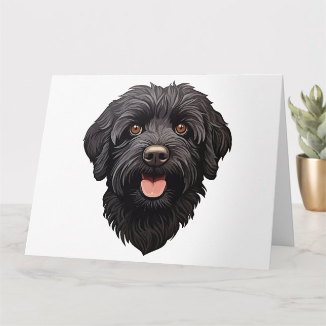 Cartão Labradoodle Black Dog (Planta pequena)