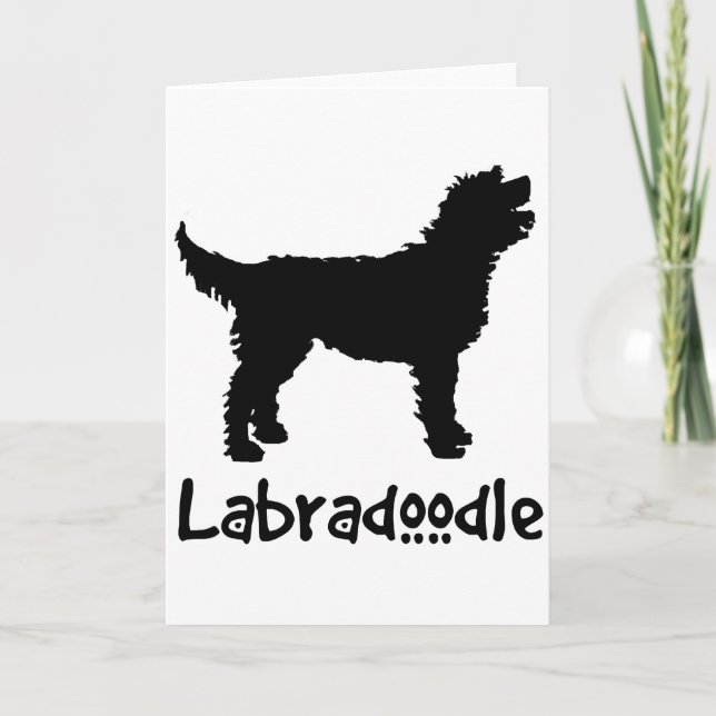 Cartão Labradoodle com texto Legal (a preto) (Frente)