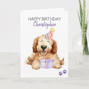 Cartão Labradoodle Dog Personalizado Feliz Aniversário