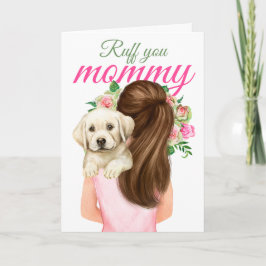 Cartão Labrador Amarelo Puppy Com A Mulher Ruff Sua Mamãe