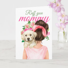Cartão Labrador Amarelo Puppy Com A Mulher Ruff Sua Mamãe