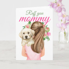 Cartão Labrador Amarelo Puppy Com A Mulher Ruff Sua Mamãe