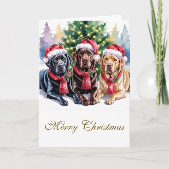 Cartão Labrador Christmas Greeting Card (Frente)