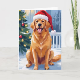 Cartão Labrador com Chapéu de Papai Noel | Pintura de Cac