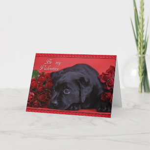 Cartão Labrador com rosas