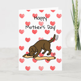 Cartão Labrador de chocolate e Dia de as mães de estoque