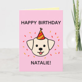 Cartão Labrador Dog | Orange & Red Birthday Dobrado