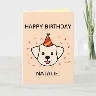 Cartão Labrador Dog   Orange & Red Birthday Dobrado