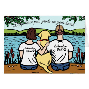 Cartão Labrador e mamã e pai amarelos