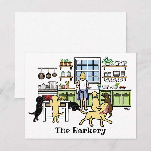 Cartão Labrador Mãe Kitchen Blond (Frente/Verso)