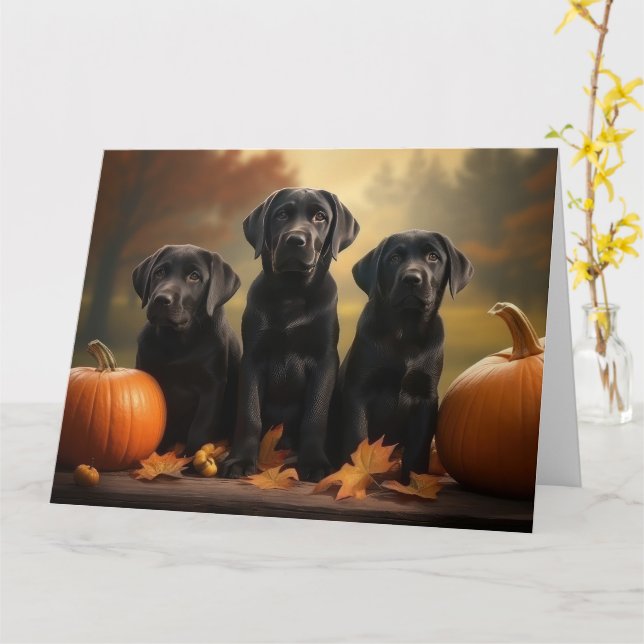 Cartão Labrador Puppy Autumn Delight Pumpkin (Flor Amarela)