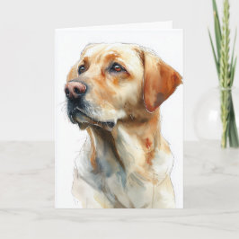 Cartão Labrador retriever amarelo em aquarela