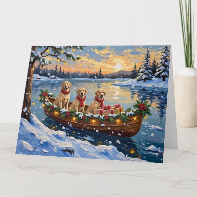 Cartão Labrador Retriever Christmas Boat Holiday (Frente)