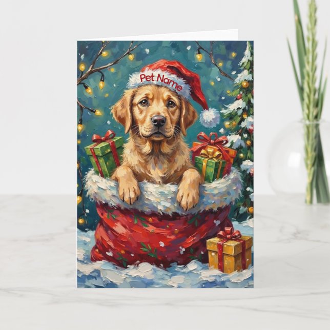 Cartão Labrador Retriever Christmas Santa Bag Adventure (Frente)