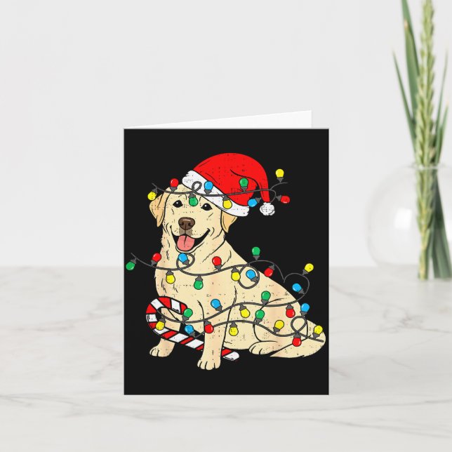 Cartão Labrador Retriever Dog Christmas Lights Xmas Pet D (Frente)