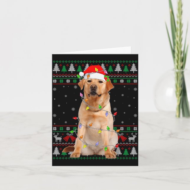 Cartão Labrador Retriever Dog Christmas Ugly Sweater Ligh (Frente)