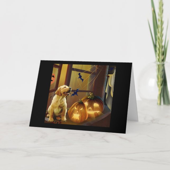 Cartão Labrador Retriever Halloween Puppy Card (Frente)