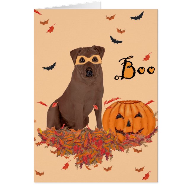 Cartão Labrador Retriever Marrom de Halloween (Frente)