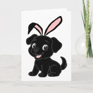 Cartão Labrador Retriever Preto Páscoa Sentado Cartoon