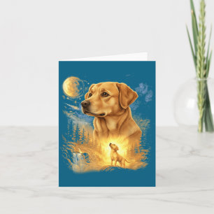 Cartão Labrador Retriever Uivando Para a Lua Vintage Ret