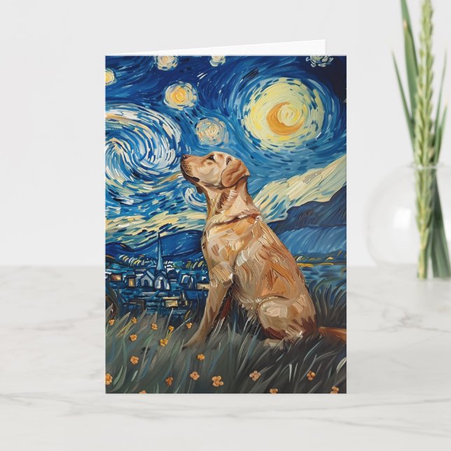 Cartão Labrador Retriever Yellow Lab Dog StarNight (Frente)