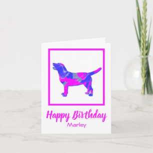 Cartão Labrador Rosa Silhouthday Cachorro Engraçado