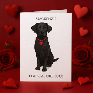 Cartão  Labrador With Love Heart Adore You Personalized