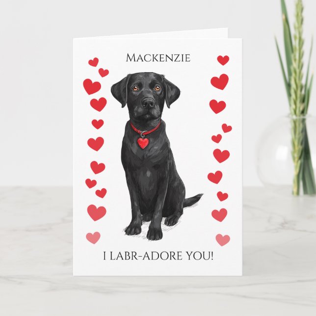 Cartão  Labrador With Love Heart Adore You Personalized (Frente)