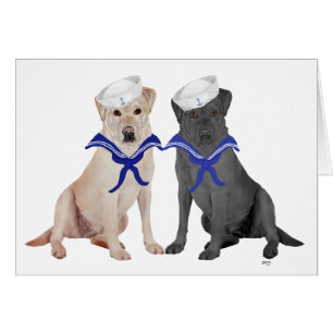 Cartão Labradores Retriever Amarelos e Pretos