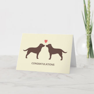 Cartão Labradores Retrievers Chocolate Casamento Parabéns