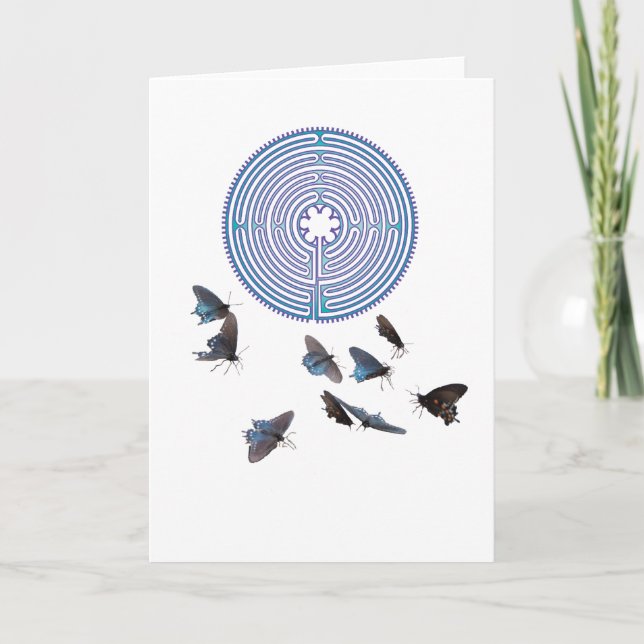Cartão Labyrinth with Butterflies Greeting Card (Frente)