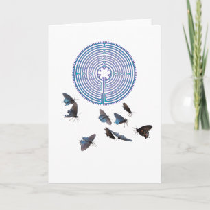 Cartão Labyrinth with Butterflies Greeting Card