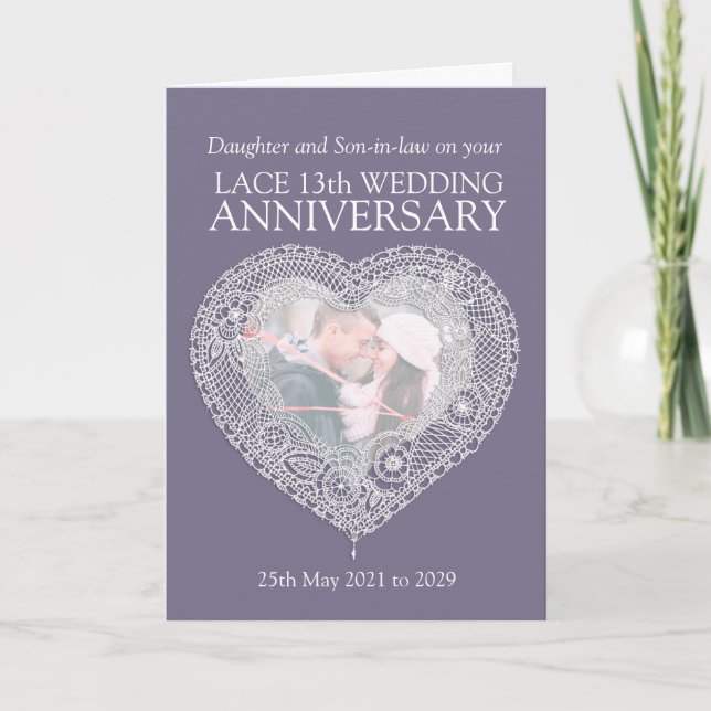 Cartão Lace 13th wedding anniversary photo card (Frente)