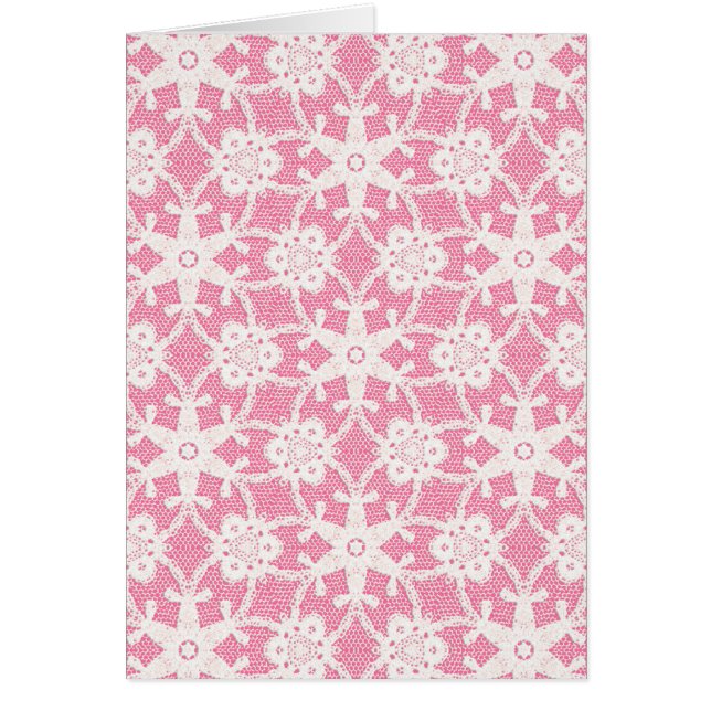 Cartão Lace antigo - branco e rosa rosa (Frente)