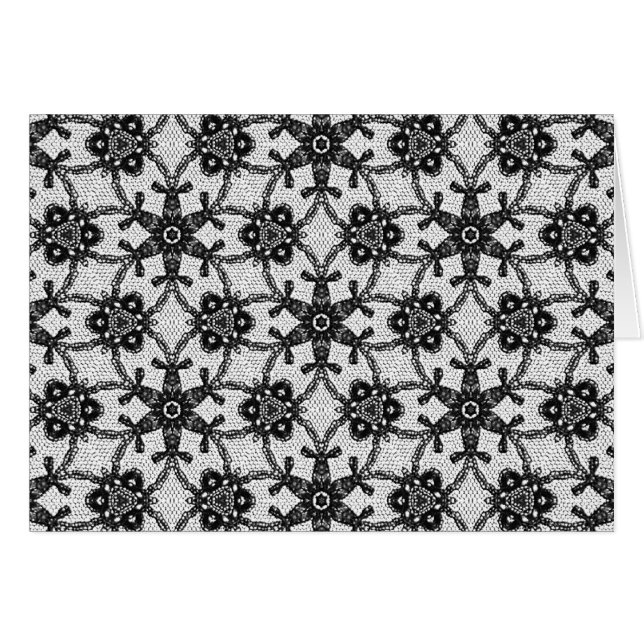 Cartão Lace antigo - preto e branco (Frente horizontal)