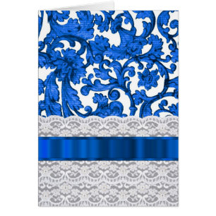 Cartão Lace azul e branco