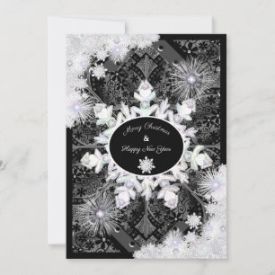 Cartão Lace cerâmico Black & snowflake